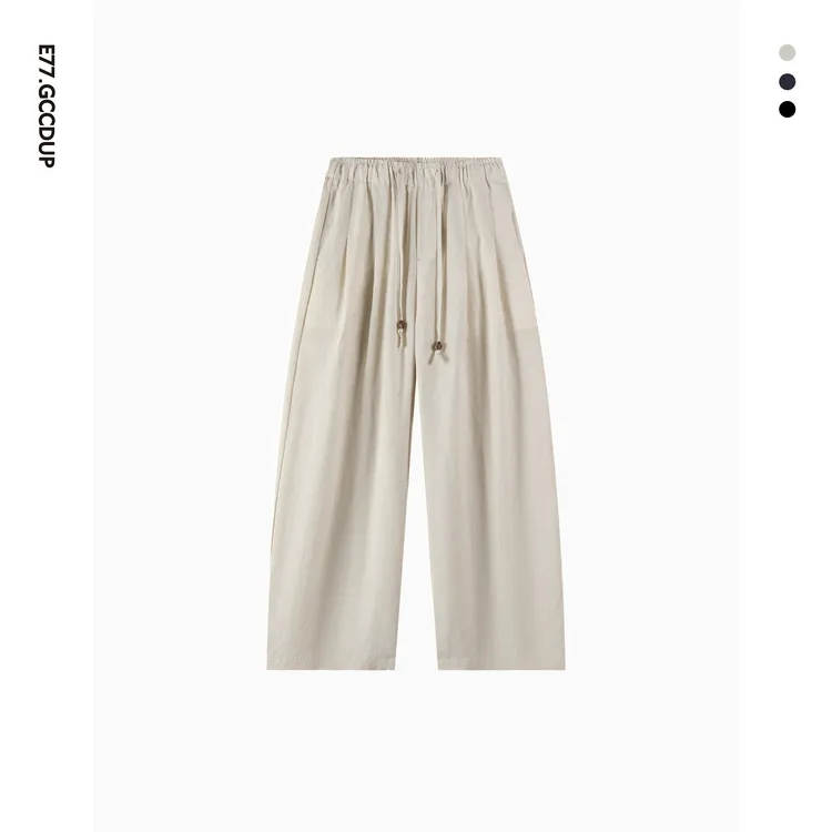 GCCDUPE77夏季莱赛尔亚麻休闲裤简约阔腿男女同款时尚长裤5886