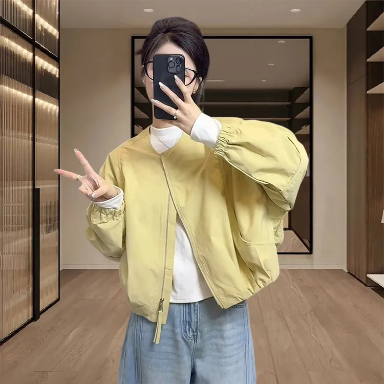 简约短外套女2025春季新款宽松显瘦百搭小个子设计感时尚夹克上衣