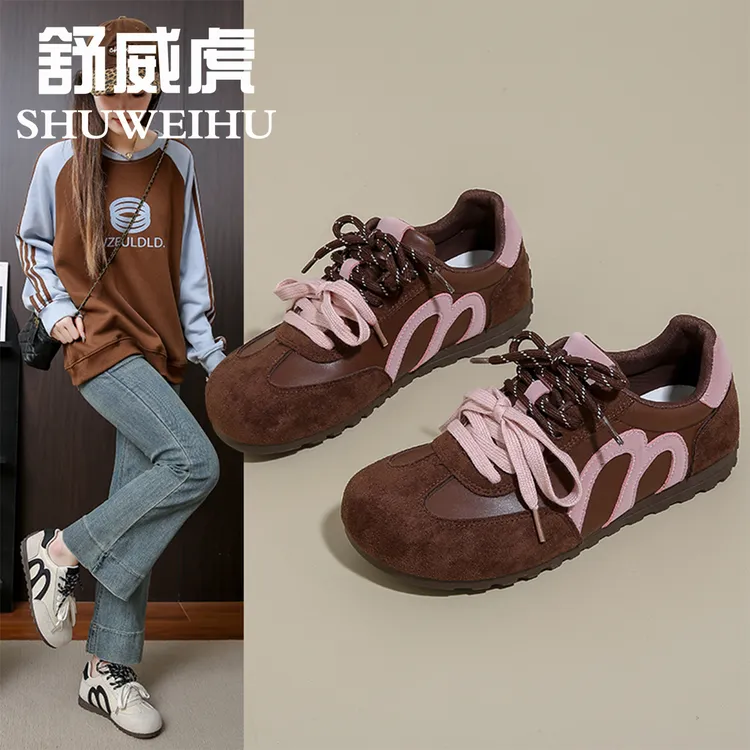 2025秋季新款韩版网红德训鞋百搭舒适拼色时尚休闲鞋潮流防滑女鞋