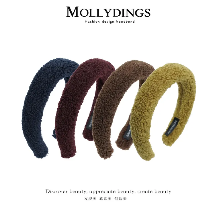 软乎乎~复古秋冬毛绒海绵发箍高颅顶羊羔毛百搭质感头箍发卡头饰