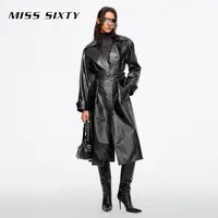 【杨幂同款】Miss Sixty2025春真皮外套女西装领高级感长款都市假日