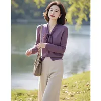 MSD 法式温柔风气质紫色针织开衫女夏季2025新款小众上衣