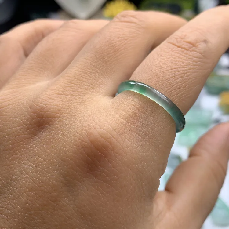 （19圈口）天然翡翠戒指飘花戒圈003