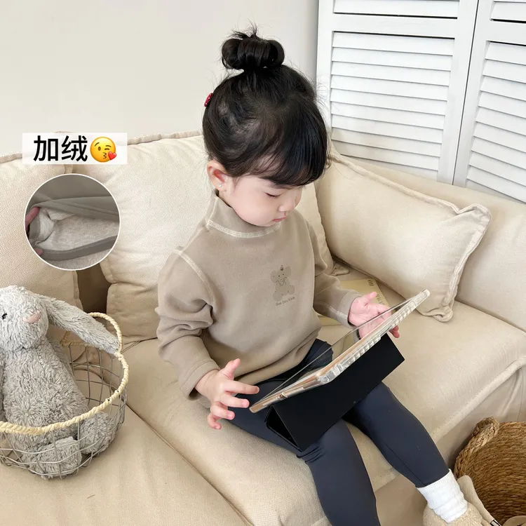 【鱼子酱0-5度】无骨D24190T卡通半高领打底衫中小童女童童装