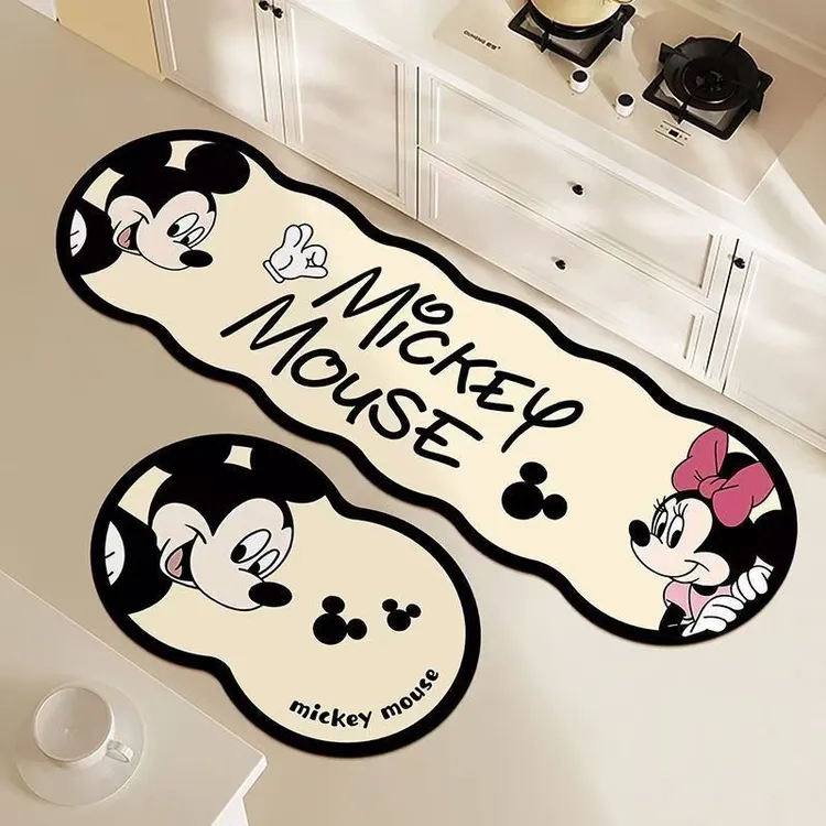 经典卡通厨房两件套地垫吸水防滑耐脏脚垫软垫