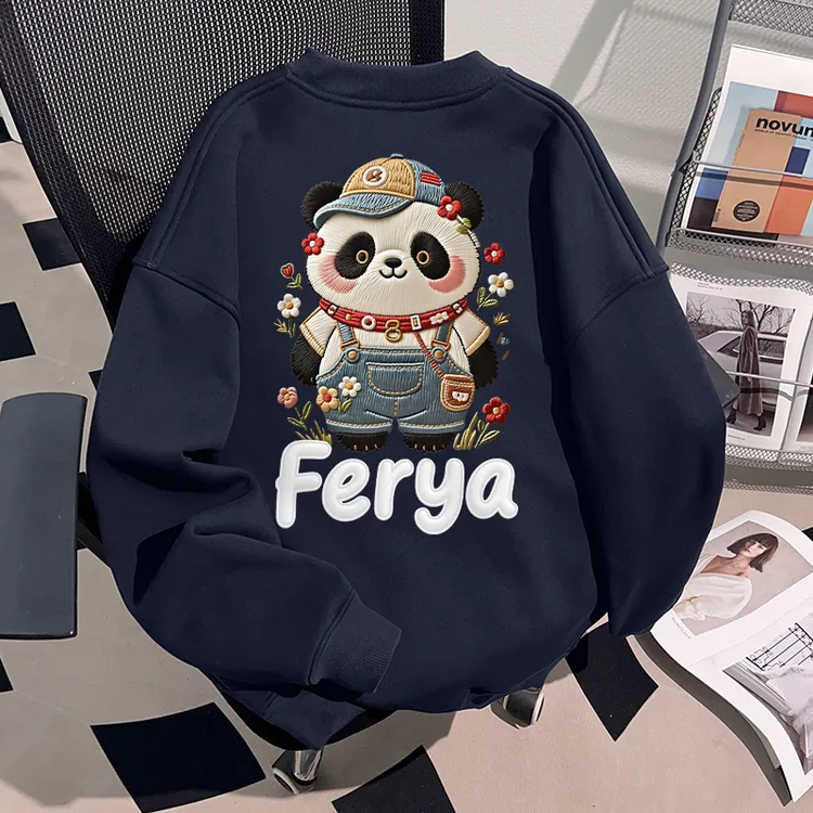 WASSUP HSUBE重磅国潮百搭熊猫印花圆领卫衣休闲秋冬男女情侣上衣