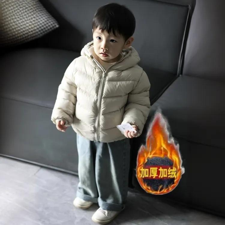儿童牛仔裤2025秋冬男童一体绒长裤加绒加厚洋气韩版宽松直筒裤子