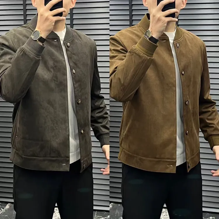 HS2025冬季新款DL87男士老钱风休闲百搭鹿皮绒羽绒服