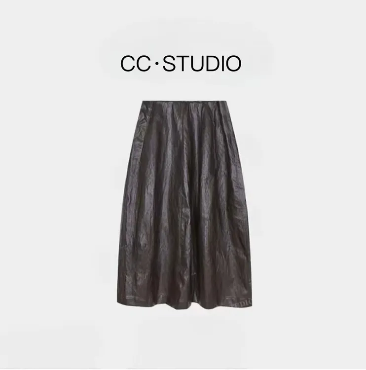 【怡怡专属】皮半身裙女春秋新款高腰显瘦中长款裙子长裙