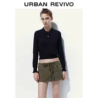 【HOT】UR2025秋季新款女装休闲荷叶边修身针织衫UYL950146
