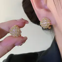 铜合金合成锆石耳饰 s925简约时尚百搭气质菱型弹力耳扣耳钉1557
