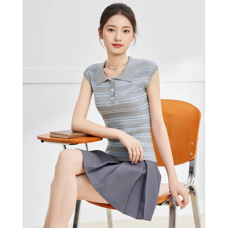 IEF/爱依服2025夏季新款通勤复古气质知性纯欲百搭显瘦条纹女背心