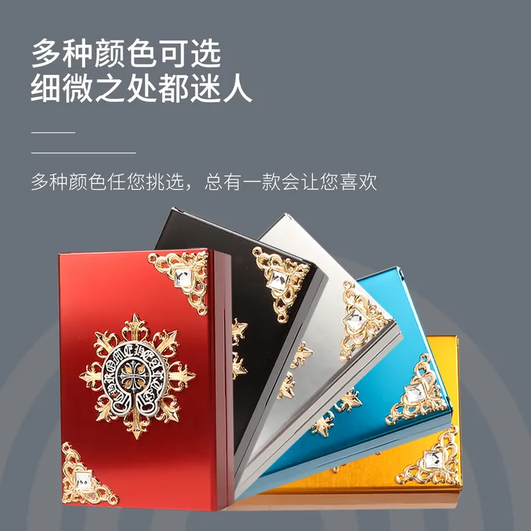 时尚铝合金滑盖烟盒 中细支烟适用 金属标志 创意个性烟盒 男