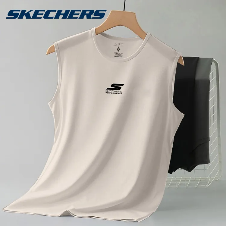 斯凯奇运动背心男速干冰丝无袖T恤青少年跑步训练篮球服宽松透气