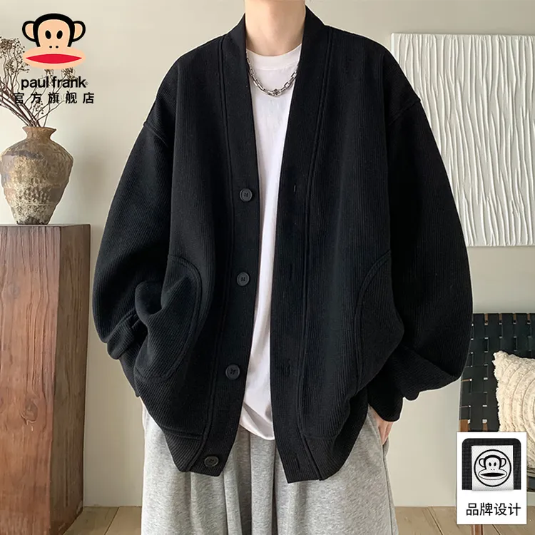 paul frank/大嘴猴重磅开衫长袖卫衣外套男2025秋季复古休闲上衣