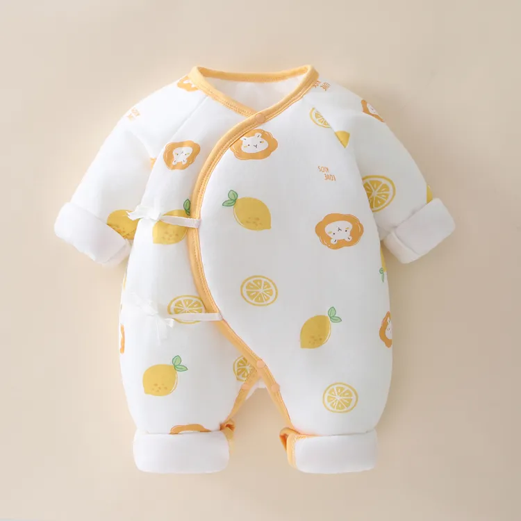 宝宝衣服和尚服加厚冬季长袖哈衣爬服纯棉婴儿连体衣120克蝴蝶衣