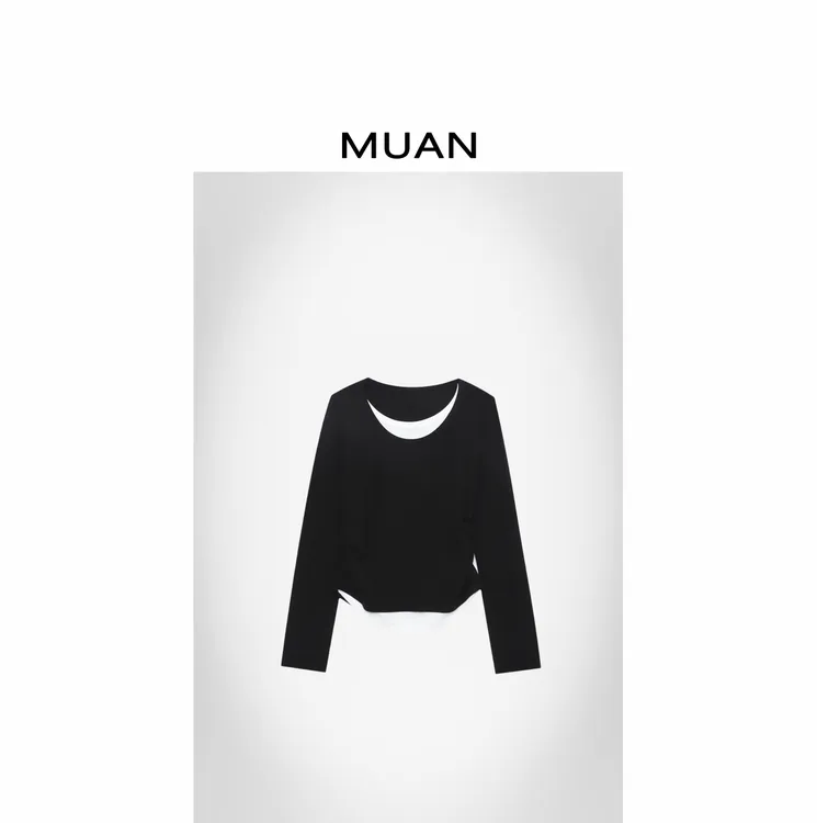 木岸MUAN：《小福音打底》定制百搭高级拼接上衣打底女CQ-MJ-F8621