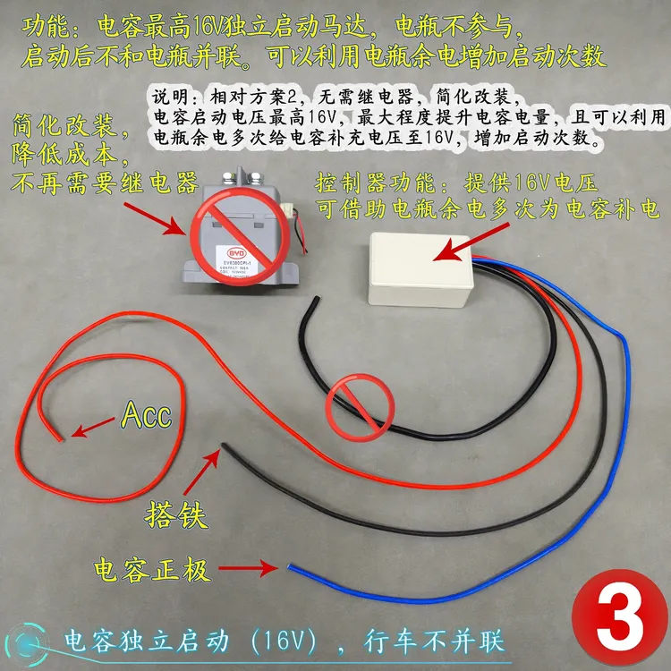 超级电容并联汽车解决方案电容独立启动不损耗电瓶不使用继电器