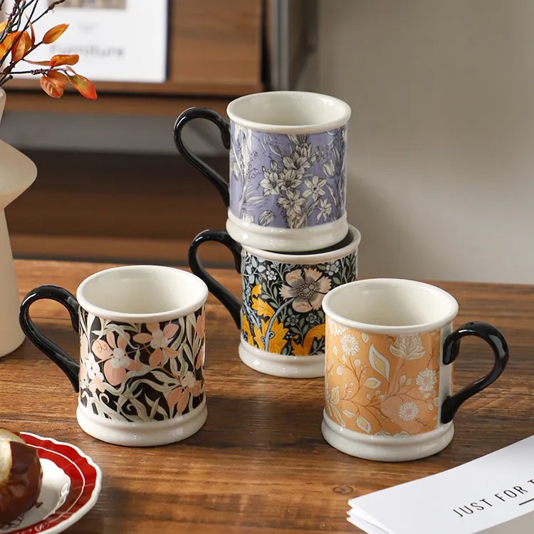 舍里法式复古花卉咖啡杯下午茶杯陶瓷杯子创意马克杯高档女生礼物