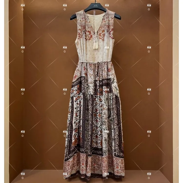 【倩倩】春夏丨设计师轻奢法式印花女士连衣裙 H-376