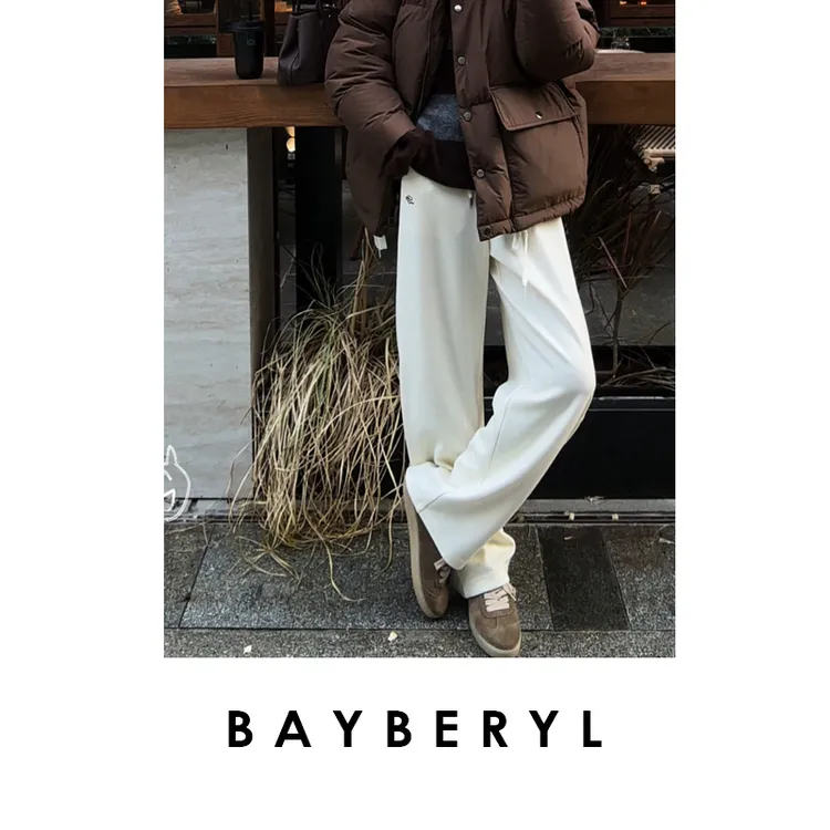 BAYBERYL老贝隐奢裤*1P花体字母松紧百搭垂休闲裤XXK5H0901-10/25
