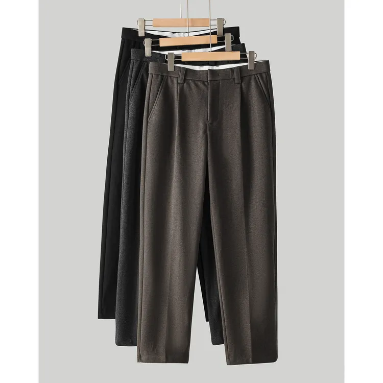 人字纹西裤男士秋冬季休闲长裤加绒加厚毛呢锥形裤呢子仿羊毛男裤