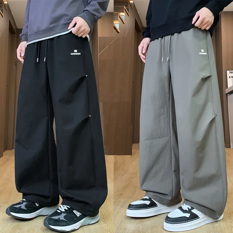 秋季新款青少年初高中学生男孩直筒宽松伞兵工装潮流休闲运动卫裤