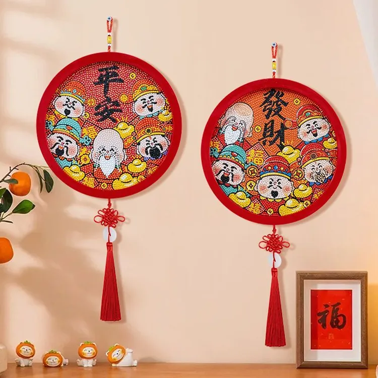 财神爷钻石画diy手工贴画满钻贴画自带相框挂墙适合客厅装饰钻石