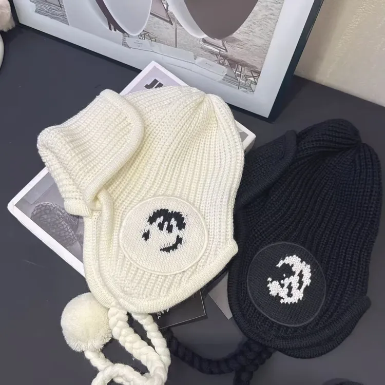 秋冬可爱保暖毛线帽户外防风护颈毛绒帽甜妹百搭休闲情侣针织帽子