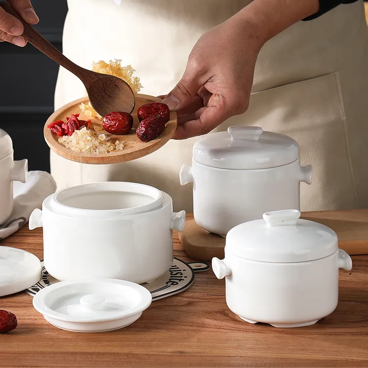 onlycook双盖陶瓷炖盅家用隔水炖燕窝碗蒸蛋碗一人小汤盅瓦罐煲汤