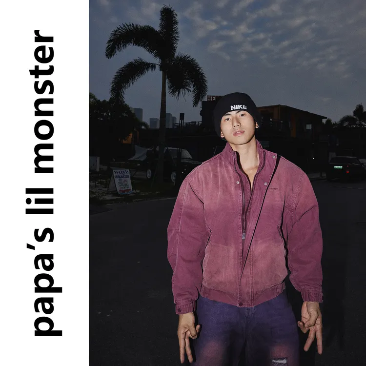 PAPASLILMONSTER【罗兰酒红】美式水洗设计牛仔夹克重磅棉服外套