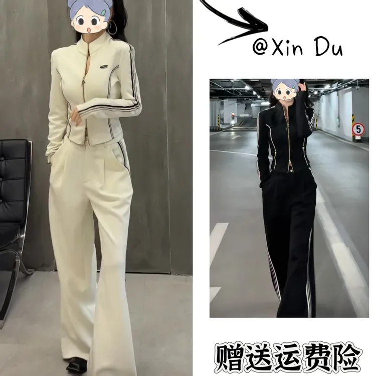 2025秋季新款时尚显瘦气质女士网红洋气两件套百搭款D22340