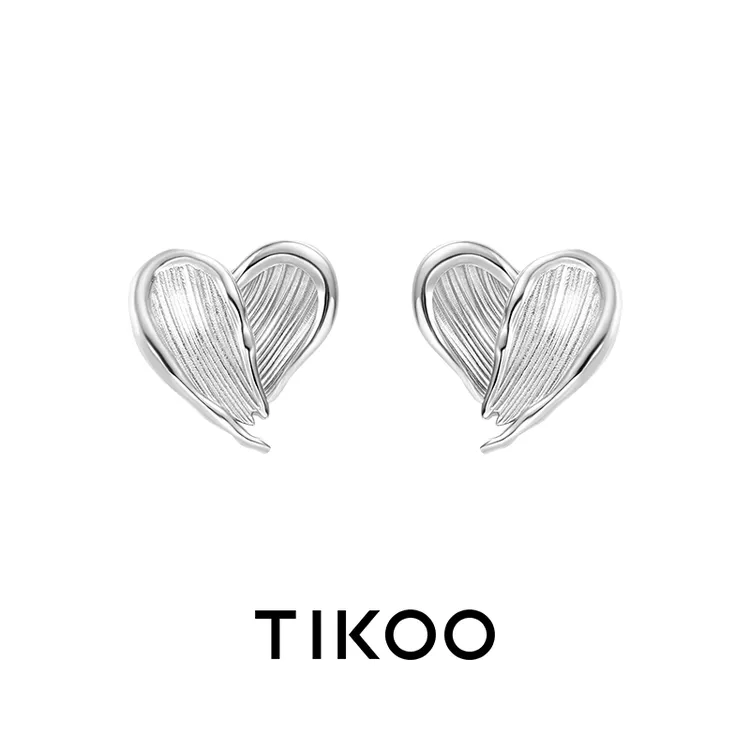 TIKOO 铜合金耳饰 爱心笔刷耳钉轻奢高级设计师原创女心形耳饰