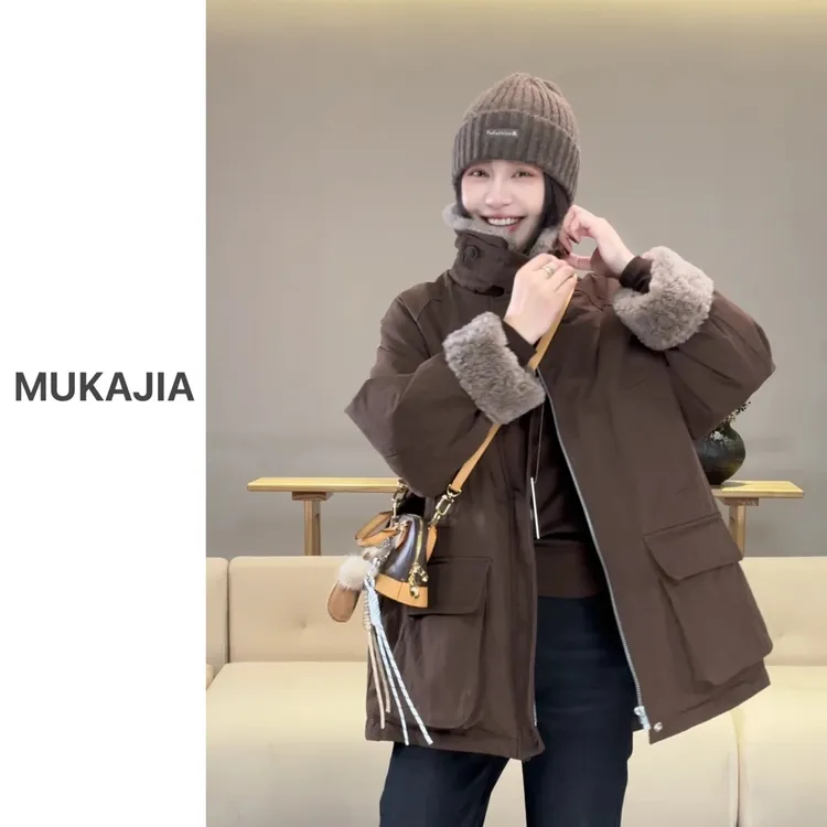 木卡家【派克服】定制款新款白鸭绒显瘦保暖羽绒服2025女款冬季外套