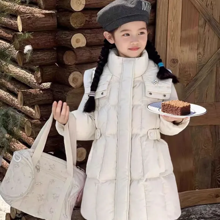 儿童时髦羽绒服女童中大童2025新款收腰洋气韩版冬季加厚外套