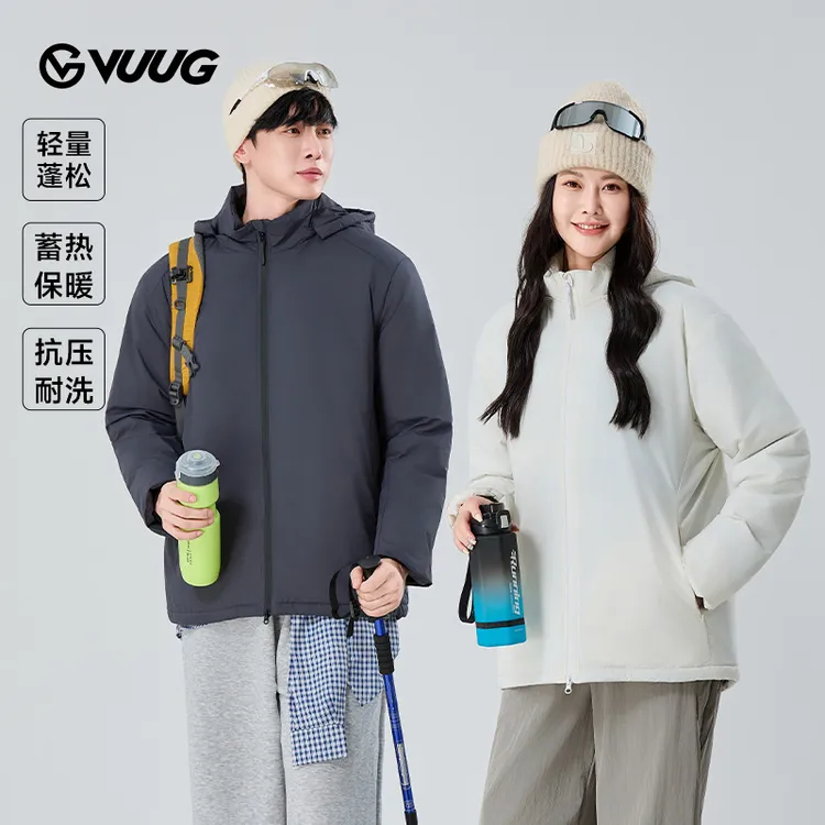 VUUG新款美式高级户外运动防寒保暖可拆连帽外套轻薄休闲棉衣男冬