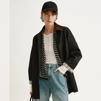 【羊羊专属】撞色翻领复古单排扣长袖风衣女早秋新款外套885382F807