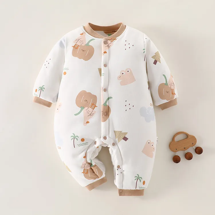 （200克棉花衣）婴儿连体衣夹棉加厚冬季长袖宝宝加厚衣服爬服