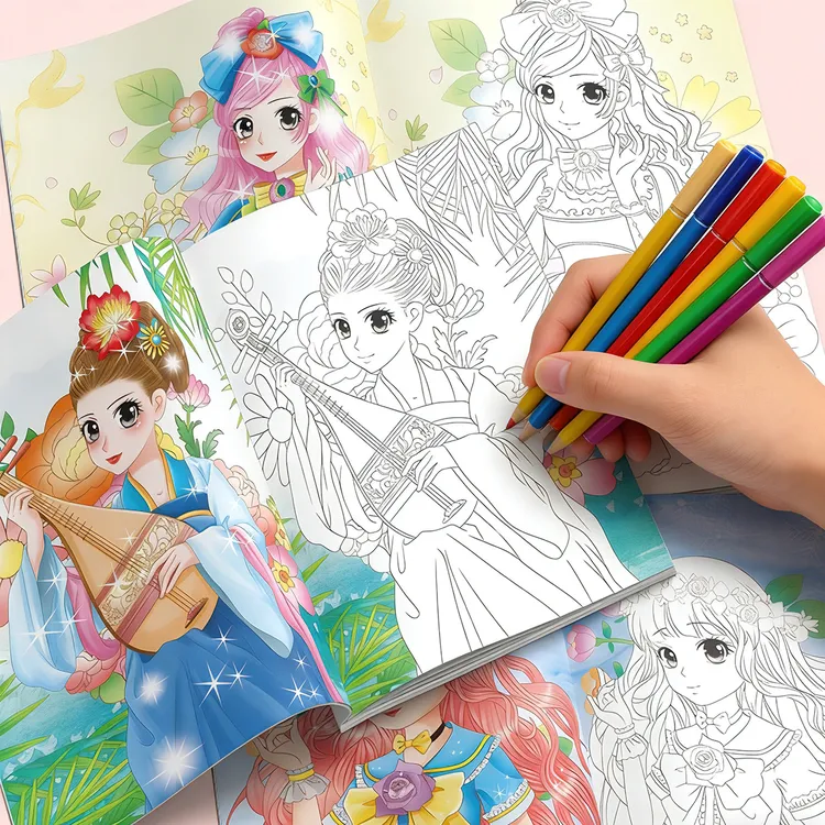 公主炫彩涂色秀儿童公主涂色本3-6岁画画本幼儿园专用画画填色diy