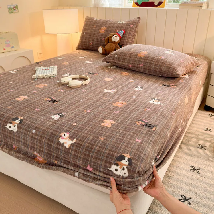 牛奶绒加厚床笠单件冬季加绒法兰珊瑚绒床罩床垫保护罩全包床单套