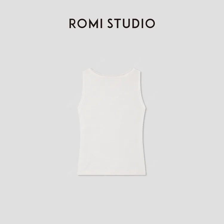 ROMI STUDIO“慵懒随性”亚麻棉混纺轻薄肤感一字领背心 RWBRSZ1766
