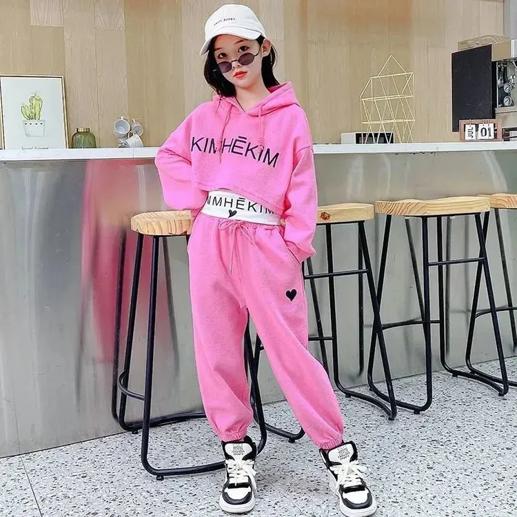 三件套哈伦裤韩版秋季女童新款中小童长袖卫衣连帽套装运动服2024