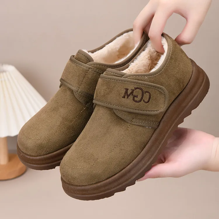 中老年妈妈鞋加绒冬季新款魔术贴棉鞋加厚防寒休闲棉靴保暖雪地靴