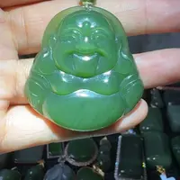 颈饰未镶嵌和田玉荧光猫眼佛公45尺寸