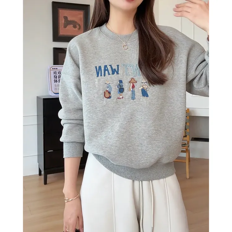 【余欢欢】冬季休闲百搭时尚保暖珠绣女孩卫衣-YHW51036