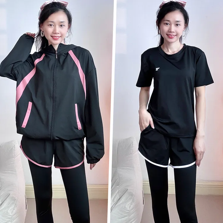 晨跑步运动套装女2025新款休闲大码宽松速干瑜伽服健身房专业训练