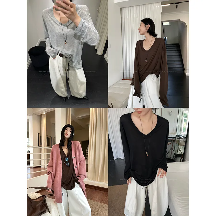 JCCC影子【伴游】四色100莱赛尔亲肤舒适柔软百搭长袖T恤JE5BBS21