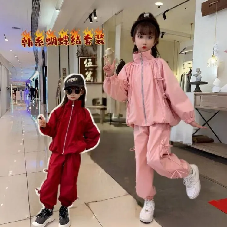 李宁联名恪戈儿童冲锋衣套装女童2025春秋新款洋气运动休闲两件套