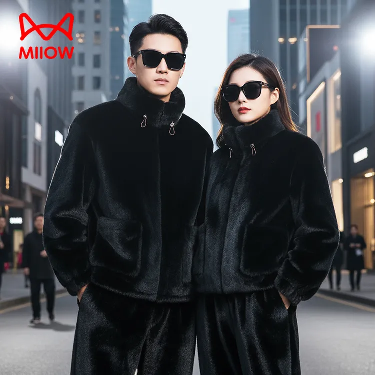 仿貂/MiiOW猫人加厚睡衣家居服情侣男女外穿套装秋冬季高级仿皮草
