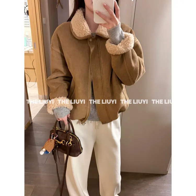 【LIUYI】板栗可可～100全羊毛两面穿保暖毛毛外套510243